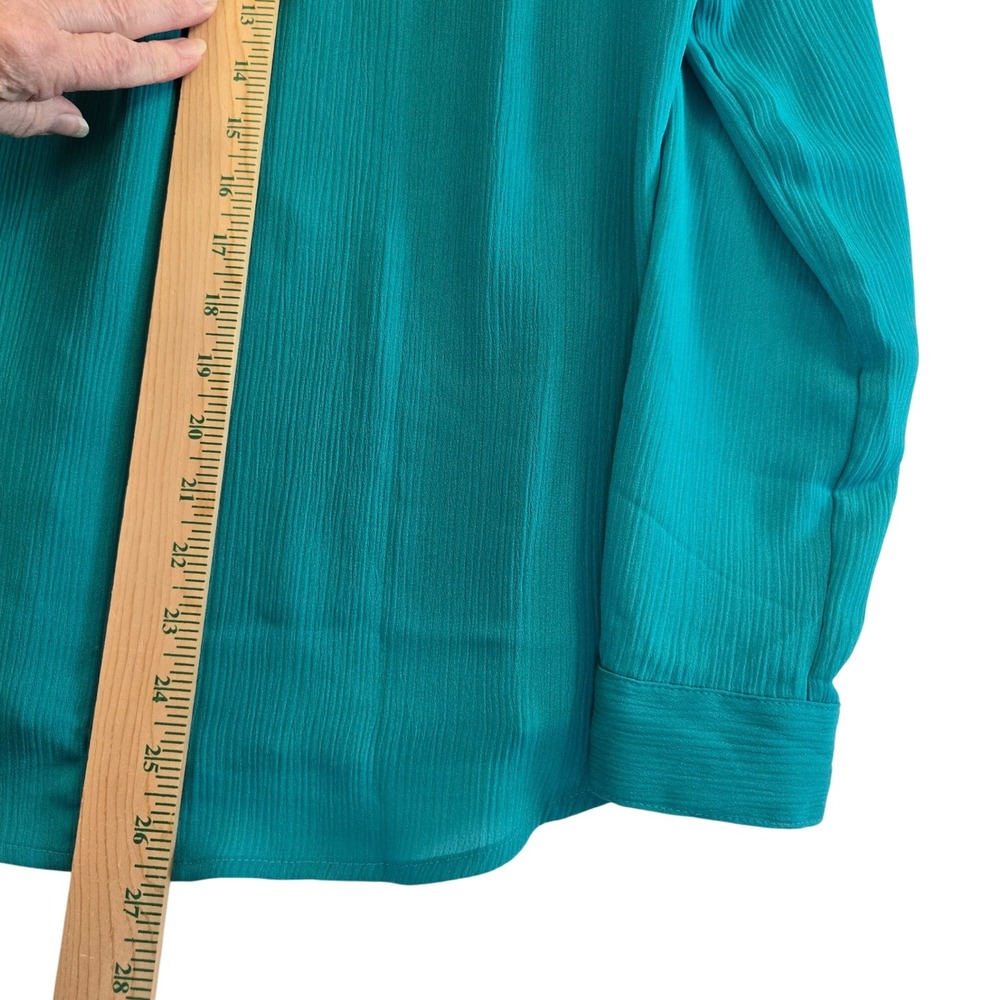 Y2K APT.‎ 9 Womens Size S Button Down Long Tab Sleeves Jade Green Utility Shirt - Picture 6 of 8